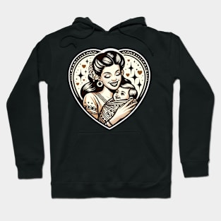 Vintage Motherhood Love Heart Symbol of Maternal Affection Hoodie